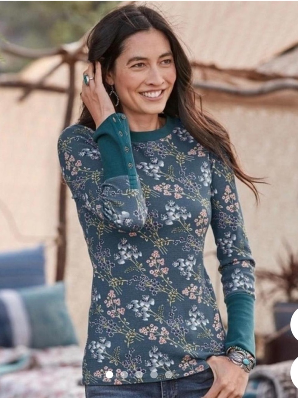 Sundance Teal Blue Crewneck Thermal Size M